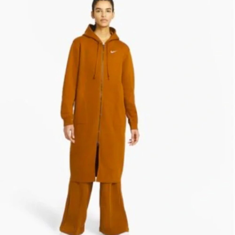 Nike Oversized Duster Hoodie Wide Leg Pant Set Clay Brown Small
